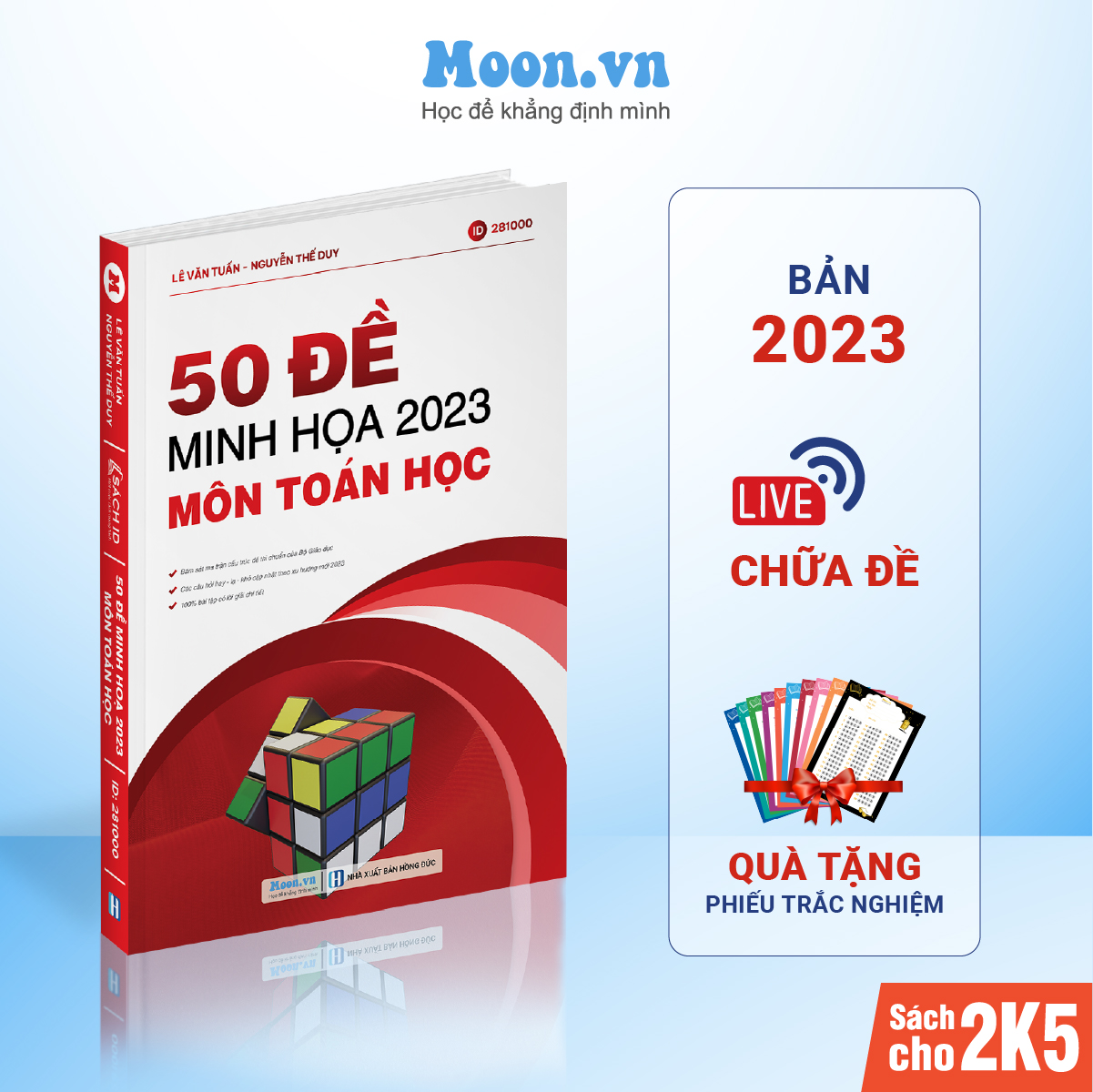 Sách 50 đề minh hoạ môn Toán luyện đề ôn thi thpt quốc gia bản mới nhất moonbook