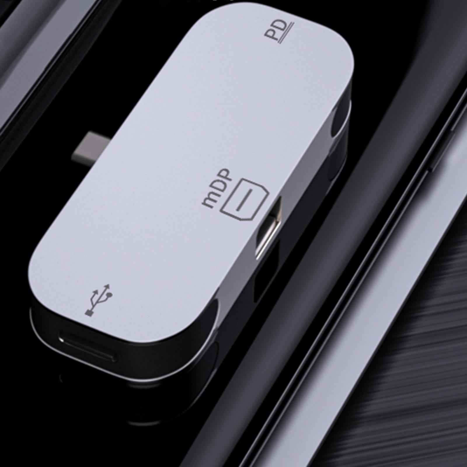 3 in1 Docking Station, DP PD Charging Port Splitter Adapter, Laptop Computer Portable USB Dock