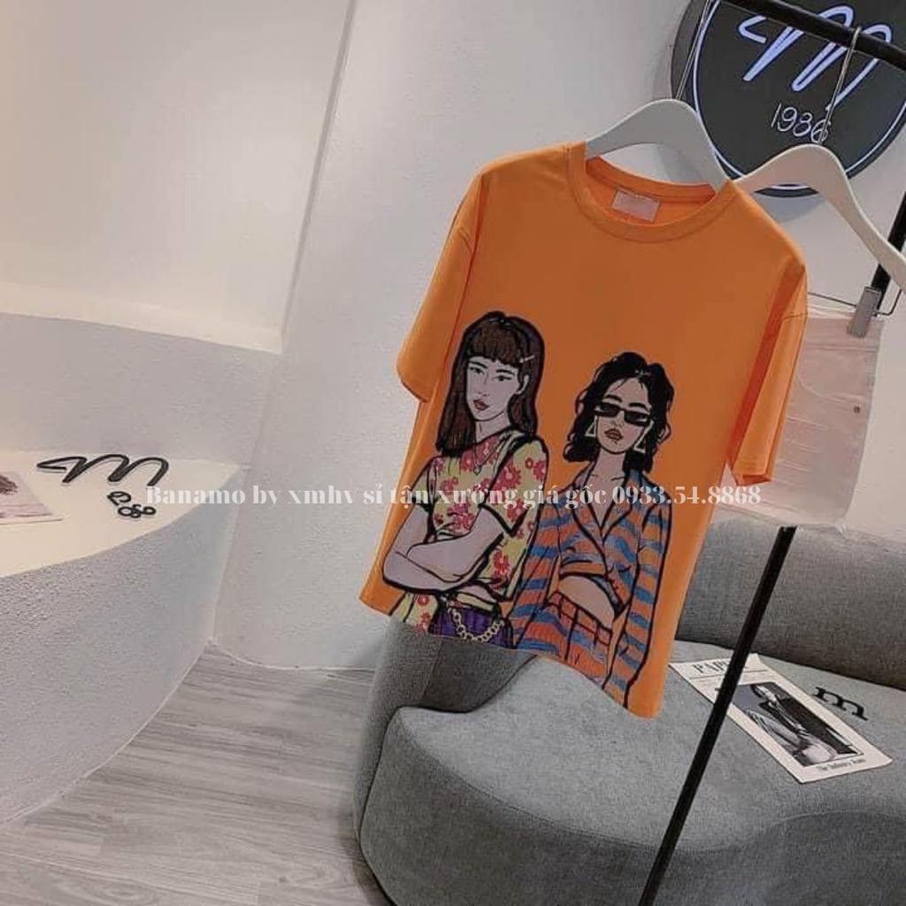 Áo thun unisex basic TEE phom rộng tay lỡ dành cho nam nữ Banamo Fashion hottrend áo phông cam 3128