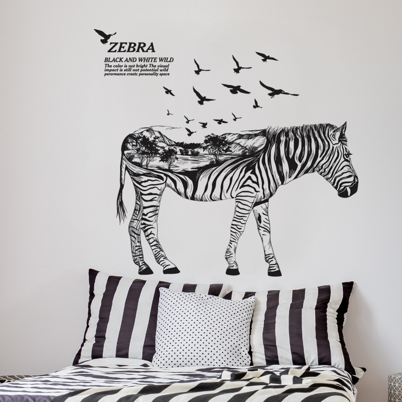 Decal dán tường Ngựa vằn Trang trí quán đẹp