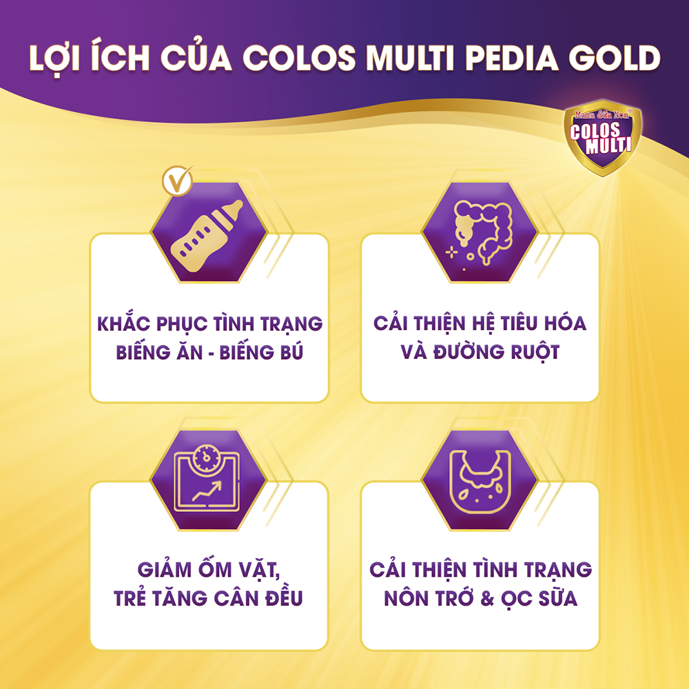 Sữa non Colosmulti Pedia Gold hộp 28 gói x 16g chuyên biệt giúp bé ăn ngoan