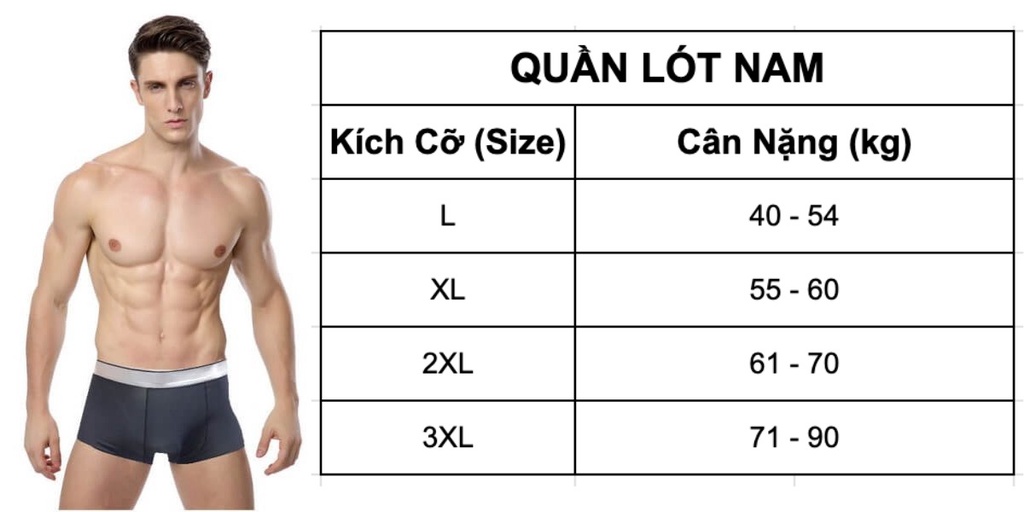 Set 4 Quần Lót Nam Dáng Boxer Cotton Thấm Hút Mồ Hôi Quần Sịp Nam Thun Lạnh Co Giãn 4 Chiều