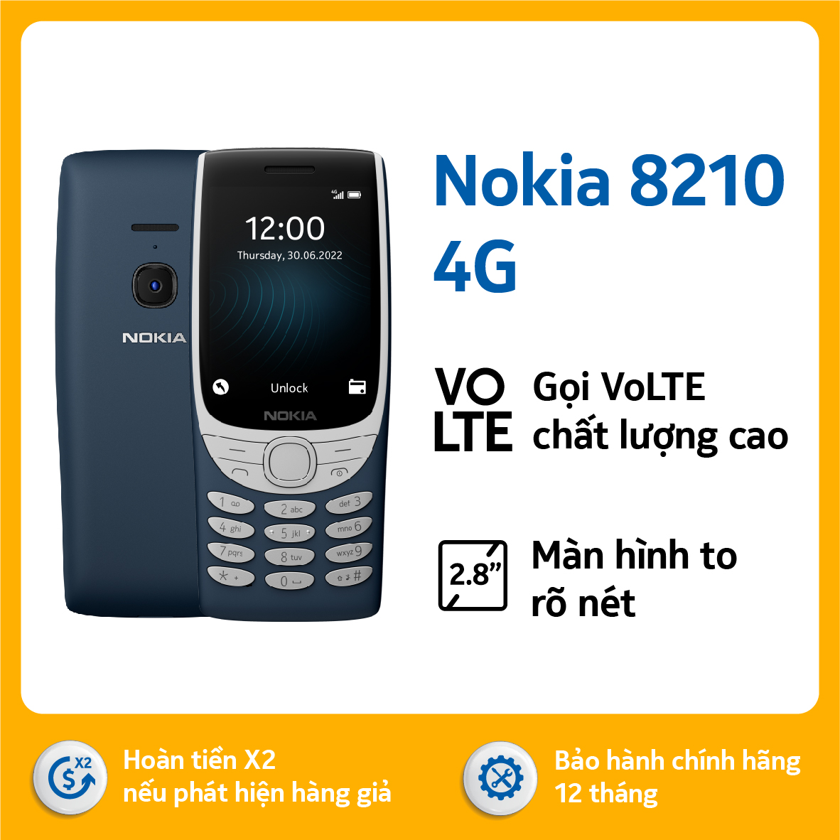 Điện thoại Nokia 8210 4G - Hàng chính hãng