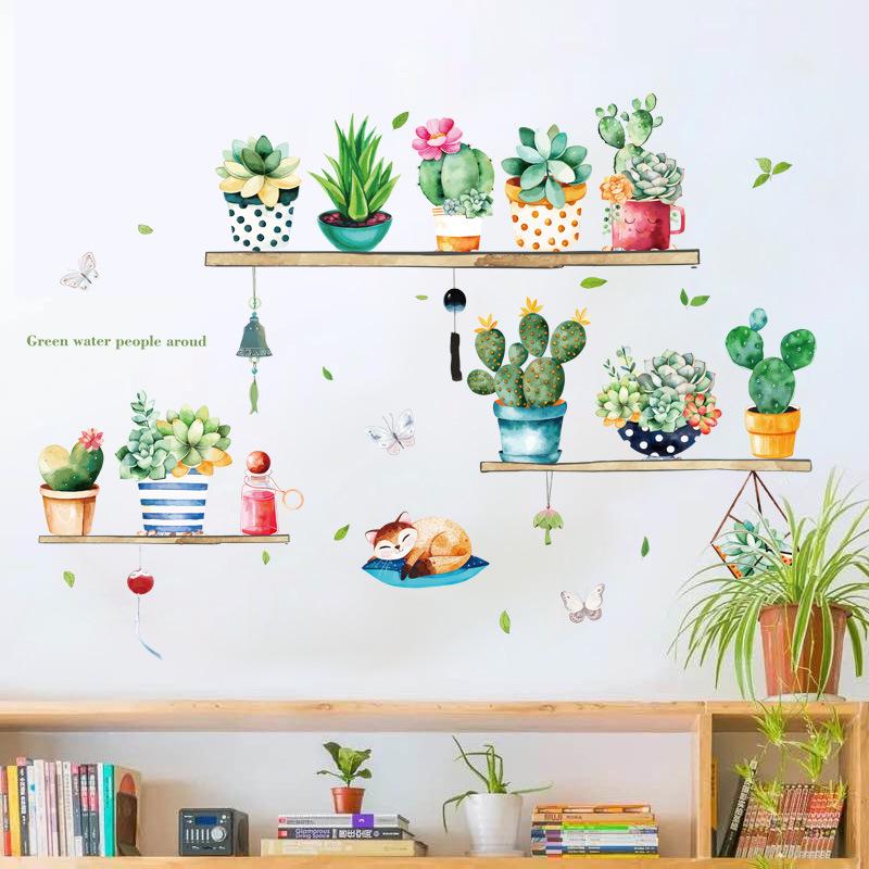 DECAL DÁN TƯỜNG CHẬU CÂY XƯƠNG RỒNG