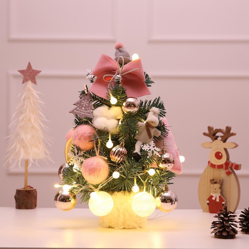 14" Christmas Tree Home Shopping Mall Windowsill Table Xmas Tree Decor Pink