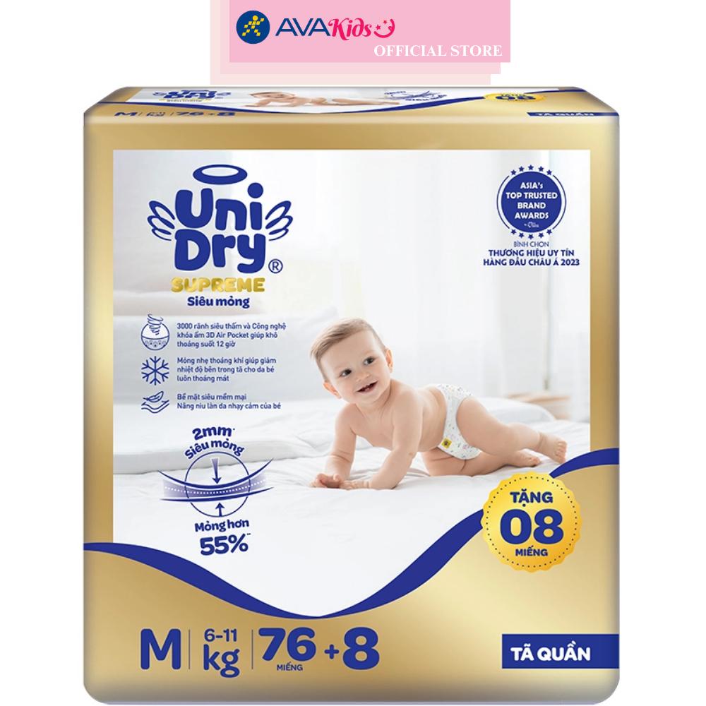 Tã quần Unidry Supreme Thin &amp; Soft size M 76 + 8 miếng (6 - 11 kg)