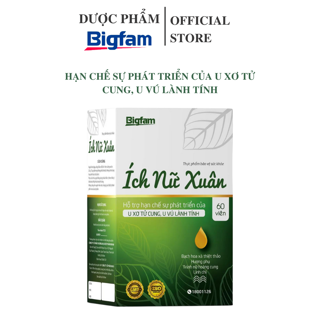 Thực phẩm bảo vệ sức khỏe viên uống hạn chế sự phát triển của u xơ tử cung, u vú lành tính Ích Nữ Xuân Bigfam