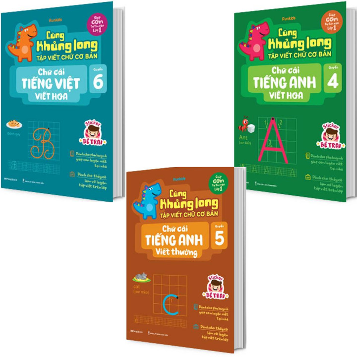 Combo 3 Quyển Cùng Khủng Long Tập Viết Chữ Cơ Bản - Bé Trai