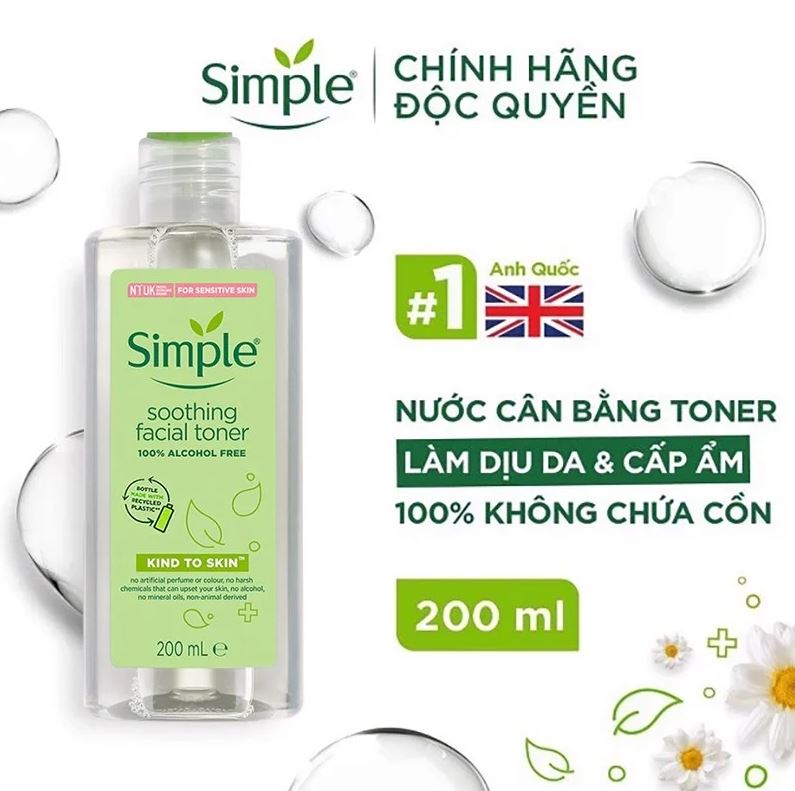 Nước Hoa Hồng Không Cồn Làm Dịu Da Simple Kind To Skin Soothing Facial Toner