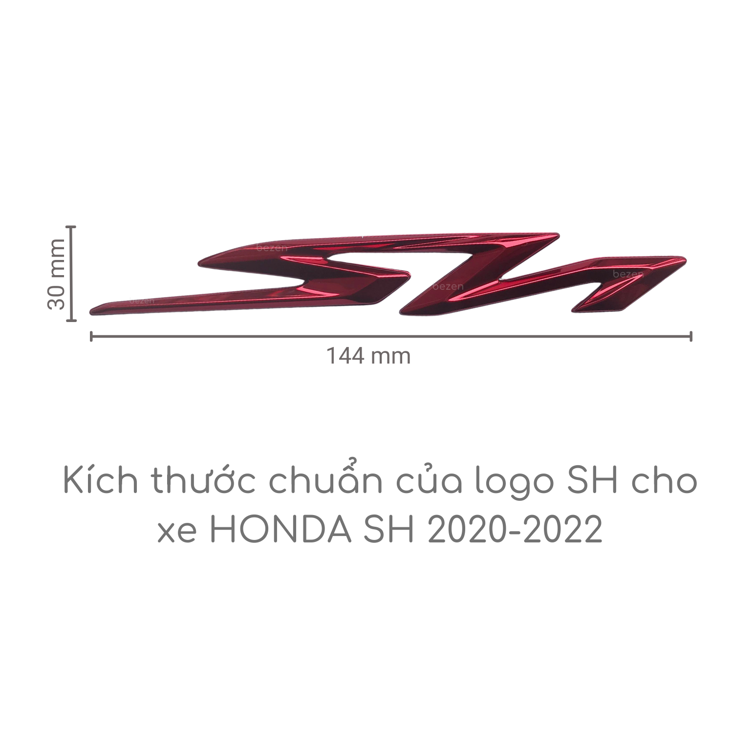 Logo nổi dán sườn Sh màu Đỏ dành cho xe Honda Sh 2020- 2022 Bezen