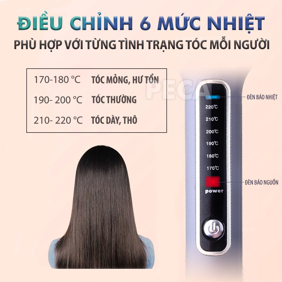 Máy duỗi tóc Kemei KM-740 điều chỉnh 6 mức nhiệt độ bảng nhiệt lớn sử dụng được cho mọi loại tóc - Hàng chính hãng