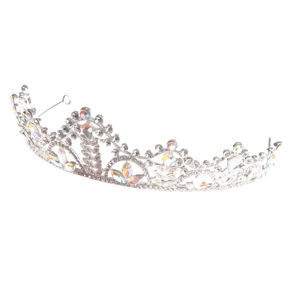 Silver Crystal Tiaras Princess Bridal Crown Hair Clasp For Wedding Party