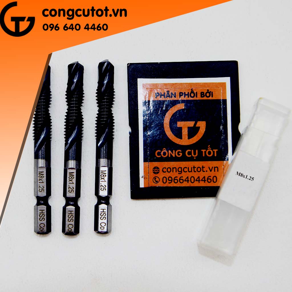 Mũi khoan và taro ren cao cấp M8 thép M35 Co