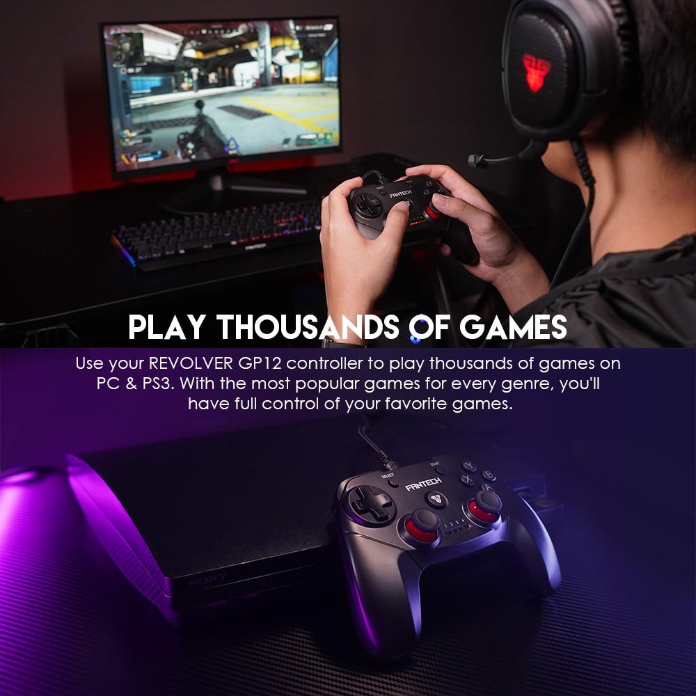 Tay Cầm Chơi Game Có Dây Fantech GP12 REVOLVER Dùng Được Cho PC, Console, Smart TV... 4 Chế Độ Cho Từng Thể Loại Game - Hàng chính hãng