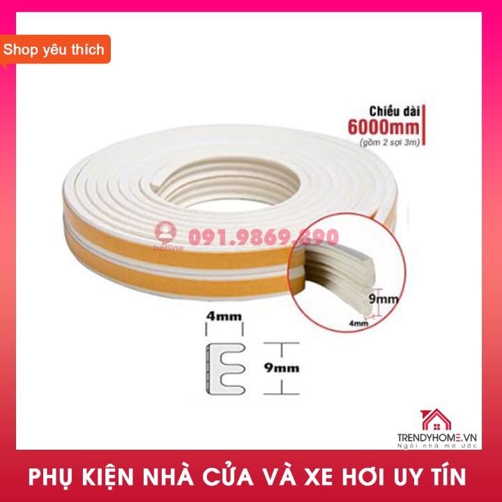 5m gioăng cao su dán type E 9x4mm chống ồn cánh cửa cách âm khi gió lùa Phụ kiện cửa nhà Uy tín