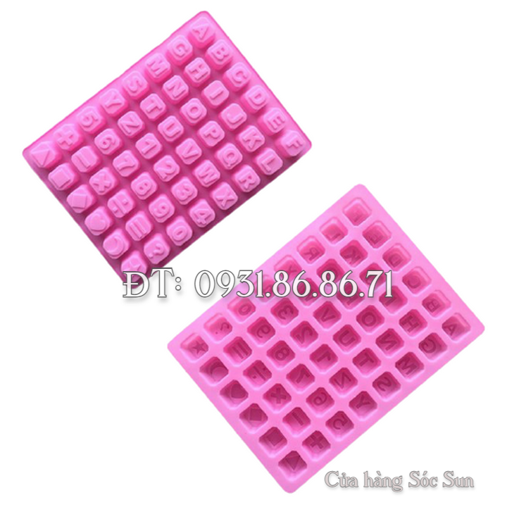 Khuôn silicon 24 chữ cái, 10 số, ký tự - Mã số 1136