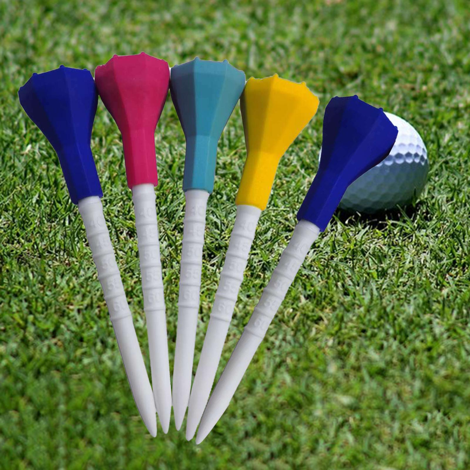 5Pcs Plastic Golf Tees 87mm Reusable Rubber Cover Top Golf Tee Golf Practice