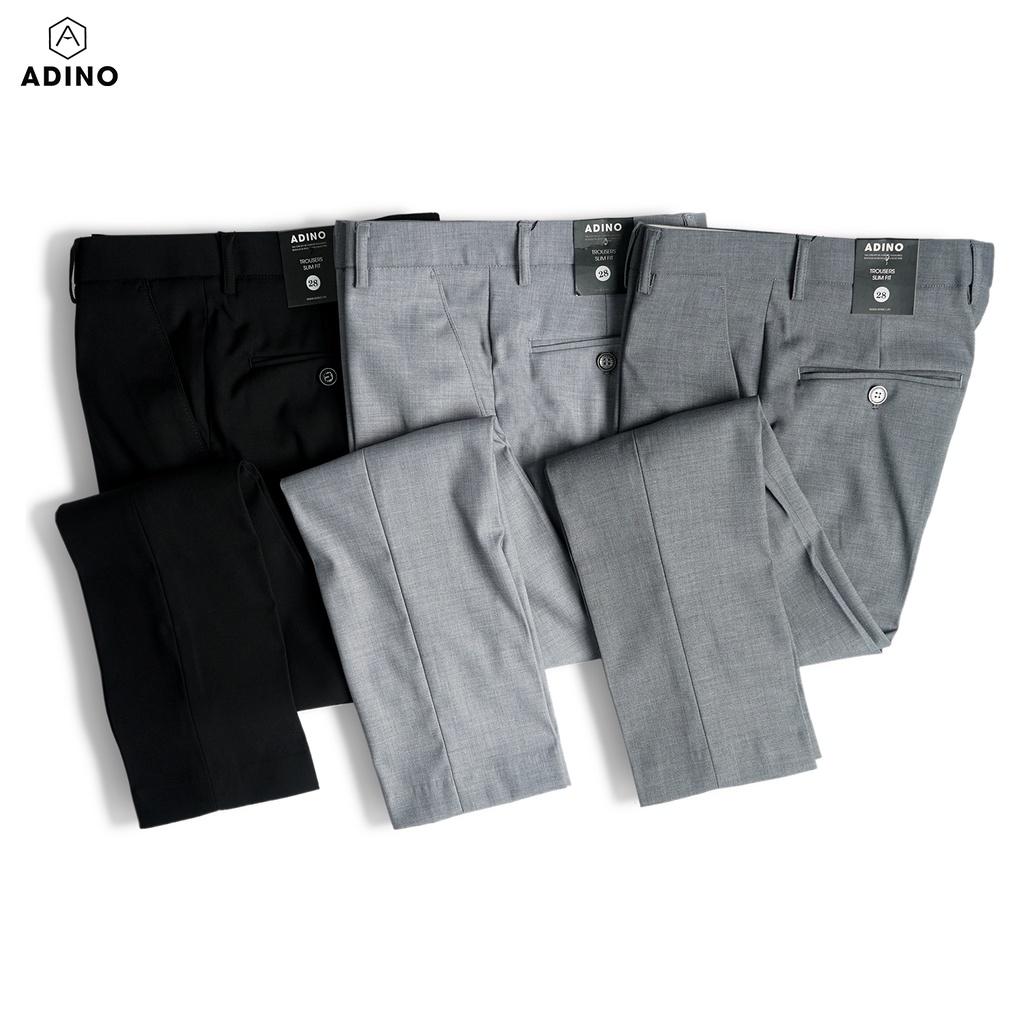 Quần âu nam ADINO màu đen vải cotton mịn không bai không xù dáng công sở slimfit ống đứng hơi côn trẻ trung QA54