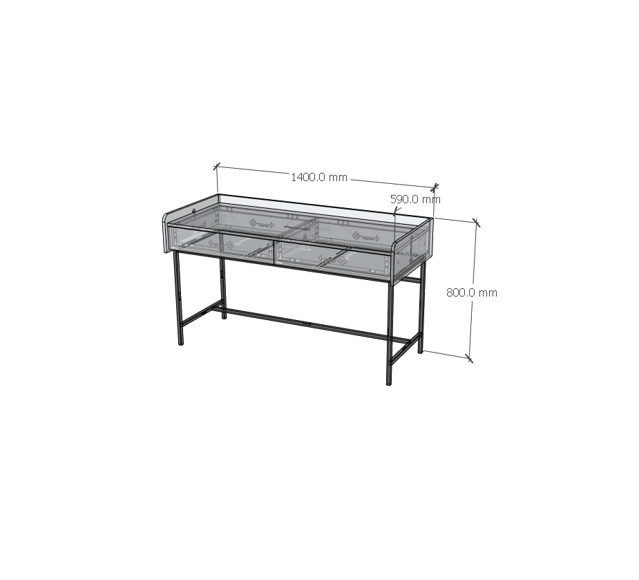 LAVIA, Bàn làm việc 2 ngăn kéo - chân sắt, 140cm x 59cm x 80cm , BAN_087