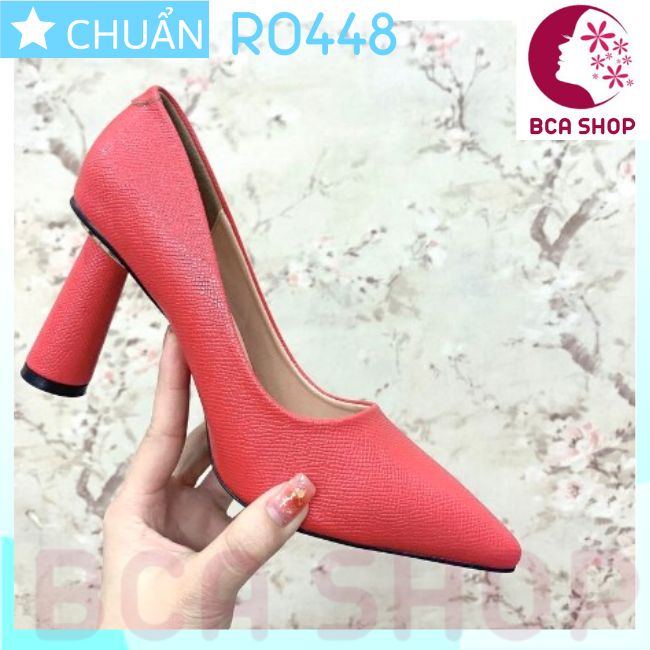 Giày cao gót nữ 8p RO448 ROSATA tại BCASHOP da tạo vân thời trang, gót trụ cách điệu - màu đỏ