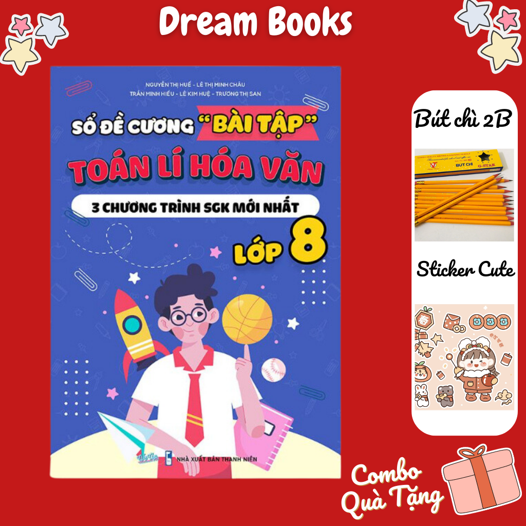 Sách- Combo Sổ Tay Kiến Thức + Bài Tập Toán Văn Anh Lớp 8 Học Theo SKETCHNOTE & Sổ Đề Cương Toán Lí Hóa Văn