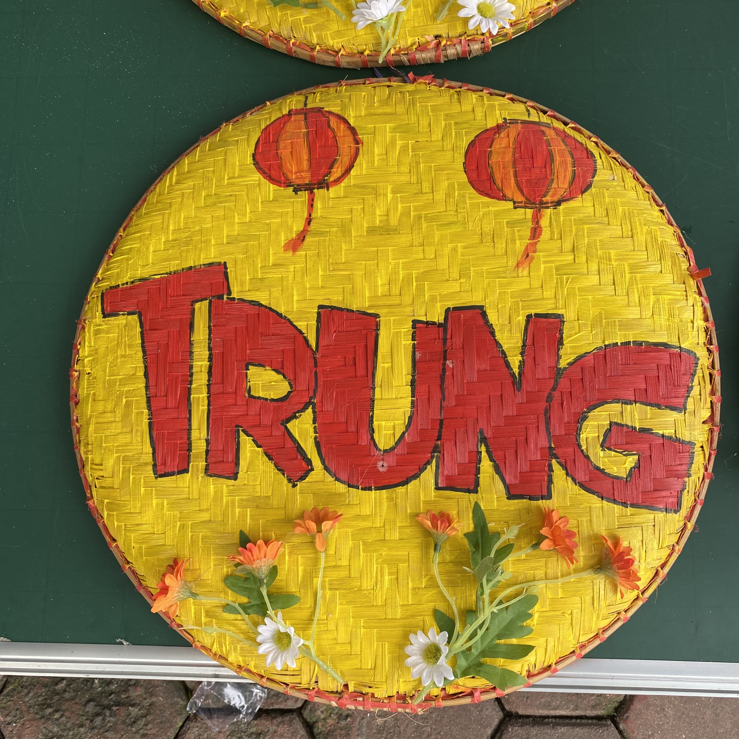 Bộ 4 mẹt tre vẽ tay VUI TẾT TRUNG THU treo trang trí Tết Trung thu 2023 đường kính mẹt 40cm