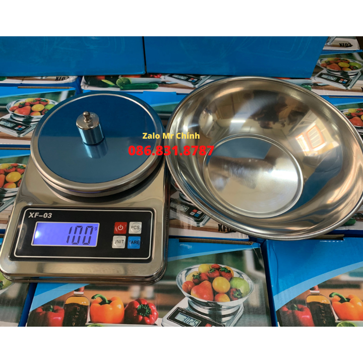 Cân Điện Tử Mini Nhà Bếp - Cân Inox XF03 5kg/1gam ( Bảo Hành 12 Tháng ) .