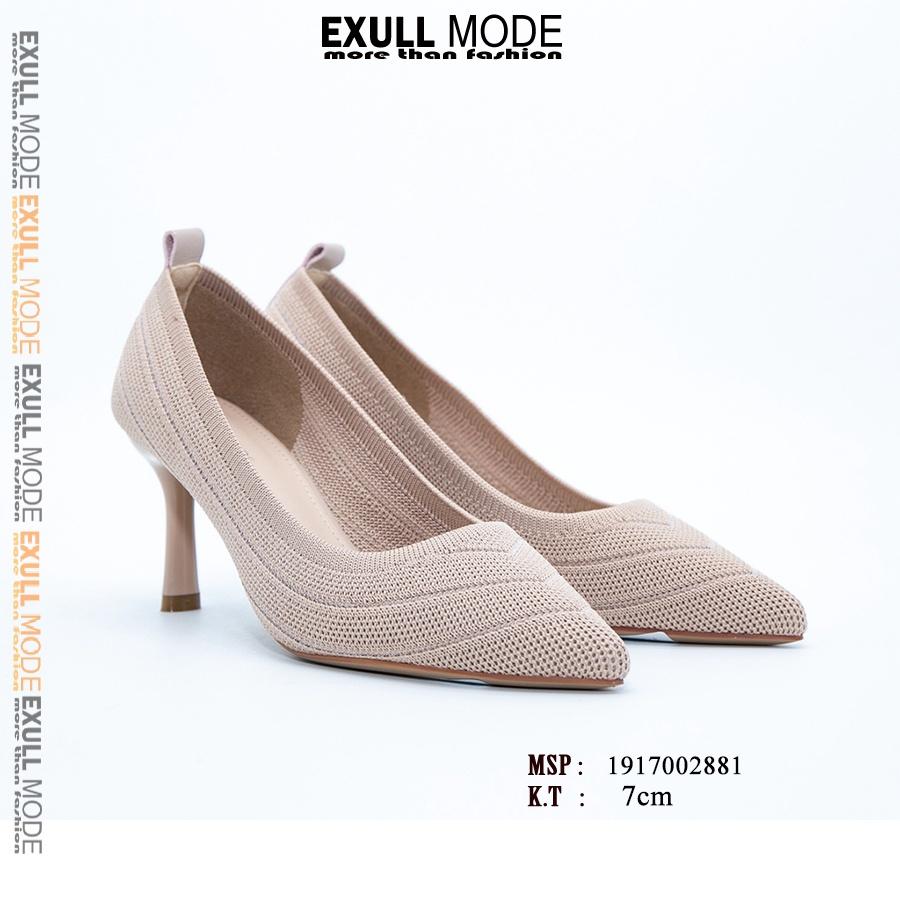 Giày cao gót nữ, giày nữ sợi vải cao cấp thoáng mát, màu sang trọng chính hãng Exull Mode 19170028