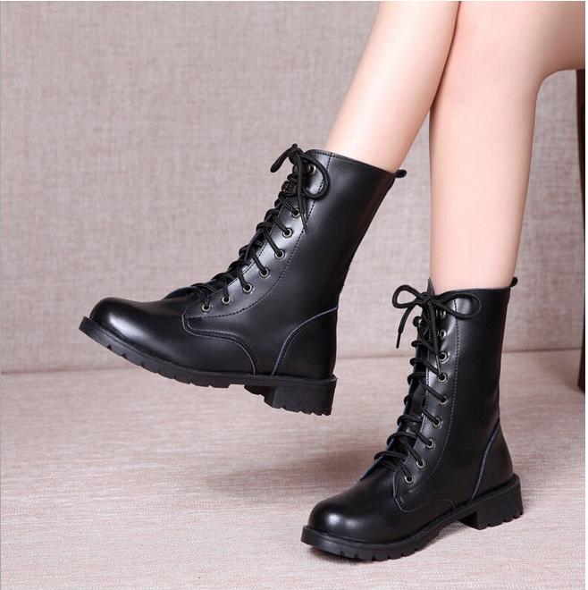 Giày boot nữ cao cổ phong cách ulzzang đế cao 2cm B140