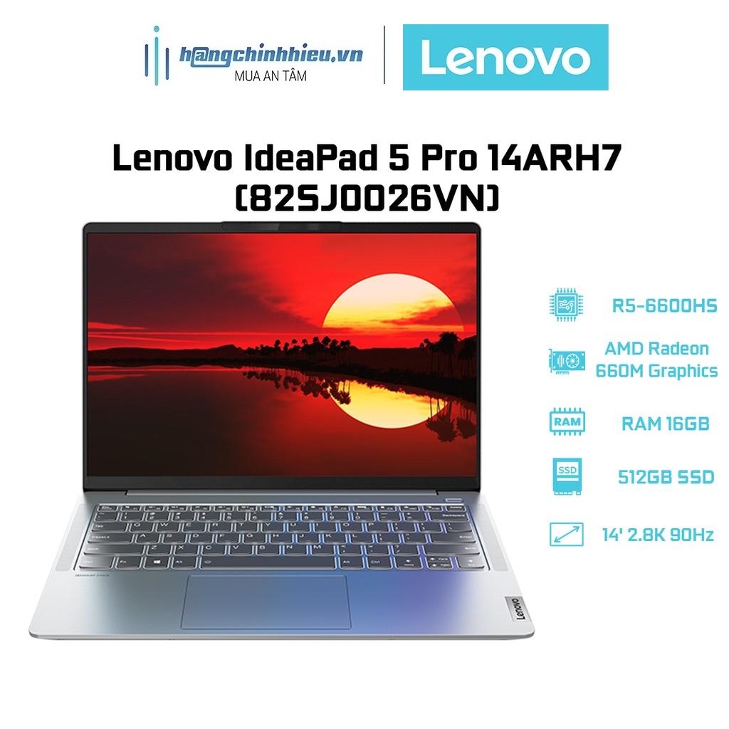 Laptop Lenovo IdeaPad 5 Pro 14ARH7 82SJ0026VN (R5-6600HS | 16GB | 512GB | AMD Radeon 660M Graphics | 14' 2.8K 90Hz) Hàng chính hãng