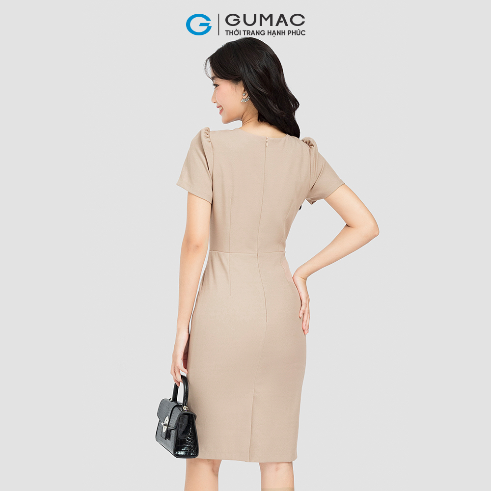 Đầm bút chì GUMAC DC09058 cổ tim xếp ly nâng dáng