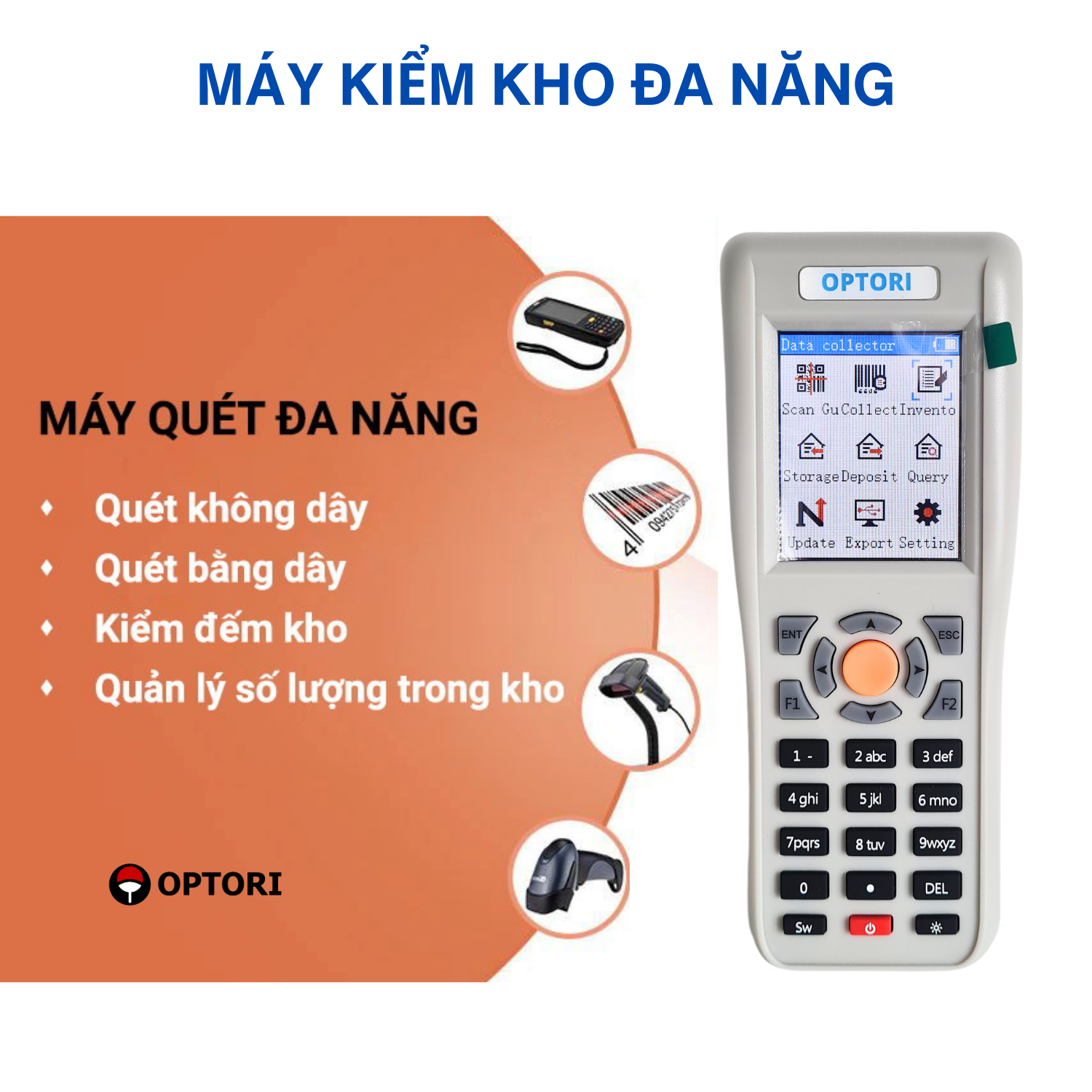 Máy quét mã vạch PDA – Máy kiểm kho PDA – Máy PDA OPTORI OP87 (Hàng chính hãng)