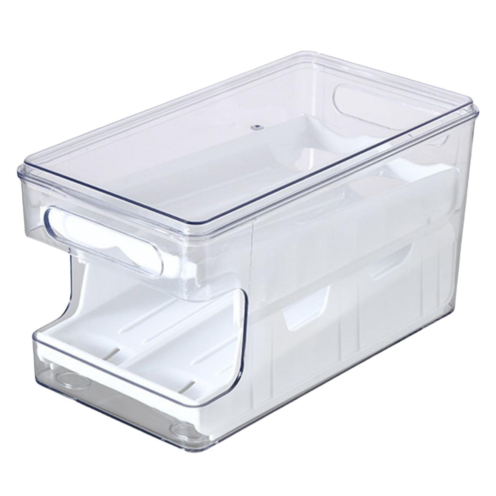Egg Storage Box Automatic Filling Stackable Organizer for Refrigerator Kitchen Household