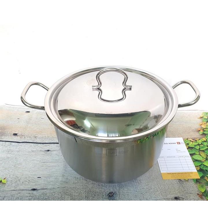 Nồi luộc gà FiveStar vung inox 3 đáy - bếp từ