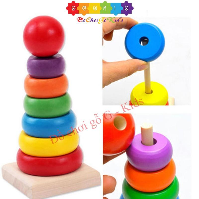 Combo đồ chơi gỗ- tháp gỗ - đàn - thả hình 5 khối