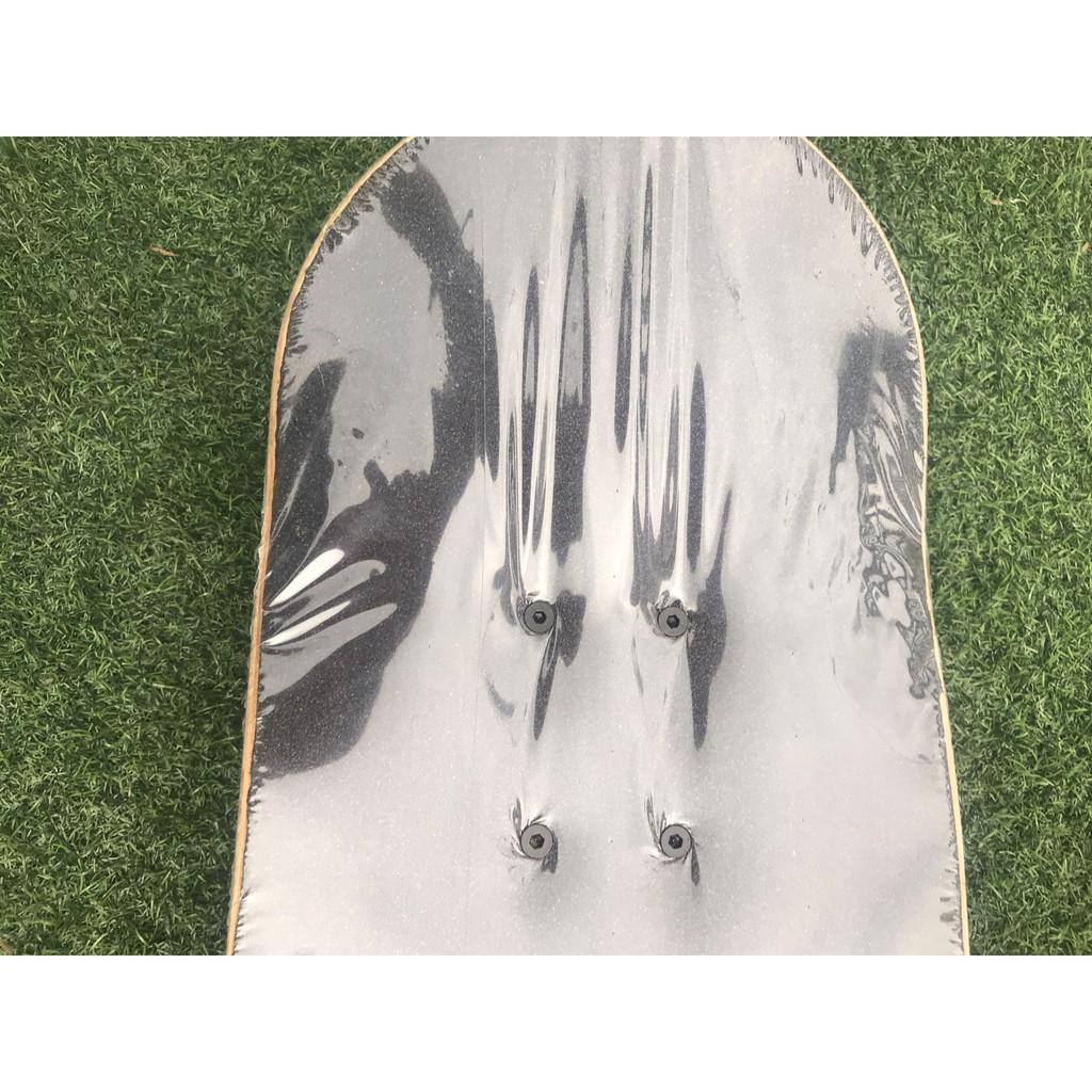 Ván trượt Skateboard SIÊU HẠNG Cao Cấp Mặt Nhám ĐEN Bánh Cao Su CONG 2 ĐẦU TRICK