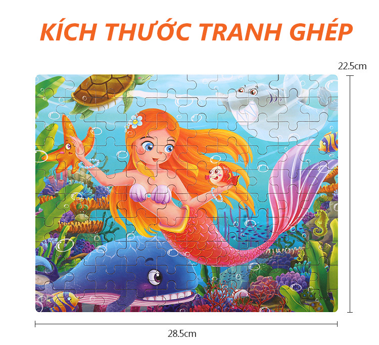 Tranh ghép gỗ 100 mảnh hộp sắt - Nàng tiên cá