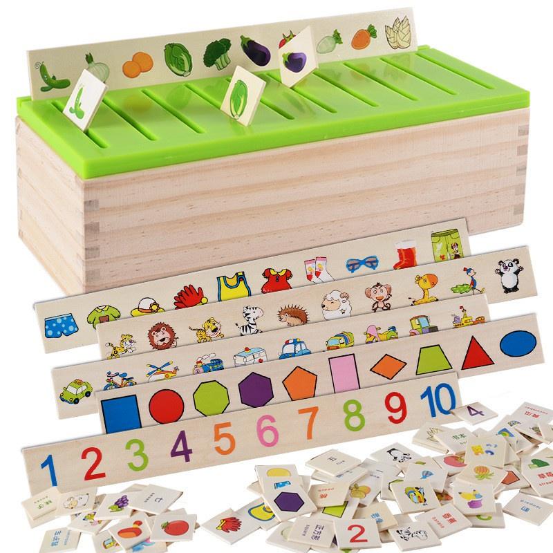 Hình ảnh Đồ chơi thả hình phân loại theo chủ đề bằng gỗ Giúp Bé Phát Triển Tư Duy - Hộp Thẻ Giáo Cụ Montessori cho bé