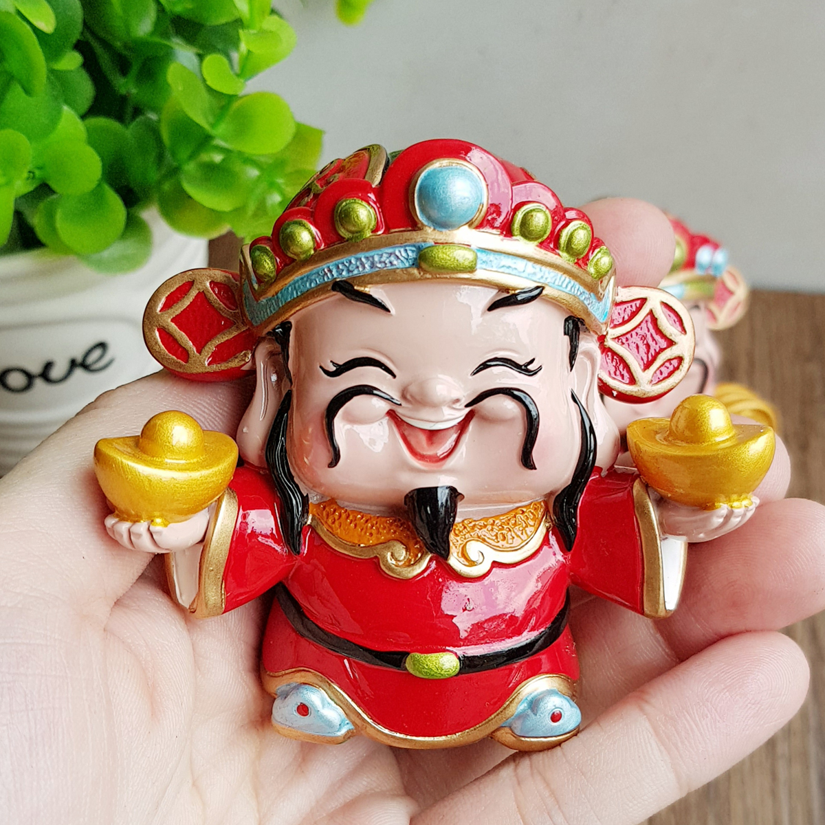 Bộ 03 tượng chibi Thần Tài may mắn 7cm - Chiêu Tài - Hút Lộc - Phú Quý Bình An