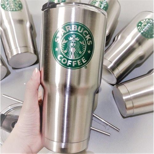 Ly giữ nhiệt + ống hút inox + túi vải siêu tiện lợi