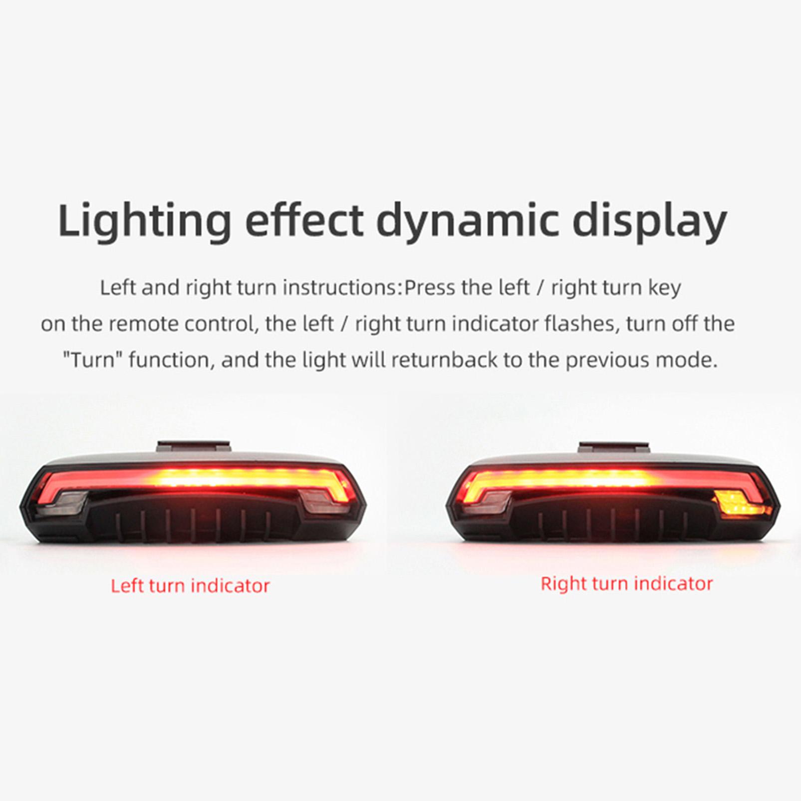 Đen tín hiệu gắn sau xe đạp Điều khiển từ xa không dây,Pin sạc USB 2000mAh,Có ba chế độ nhấp nháy