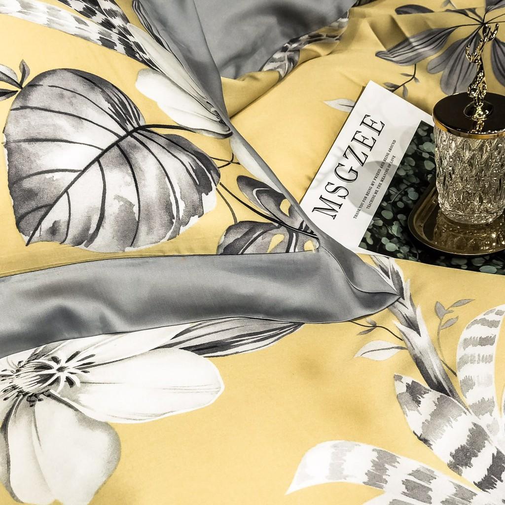 Bộ chăn ga gối LUXURY COLLECTIONS 546 lụa Tencel 100S Phối họa tiết cách điệu trẻ trung,mềm mịn,sang trọng