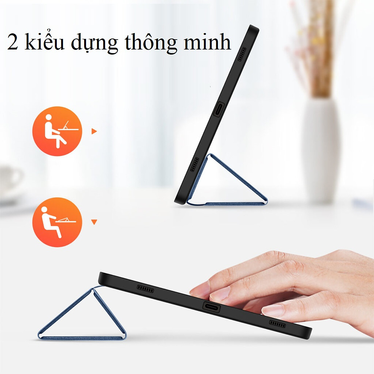 Bao da dành cho SamSung Galaxy Tab S9 FE Plus chính hãng Dux Ducis Domo chống sốc, có khay đựng bút - Hàng chính hãng