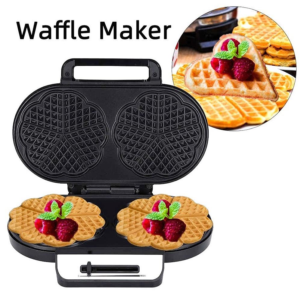 1200W No-Drip Waffle Iron Maker Temperature Control Sandwich Machine Easy Clean Non-Stick