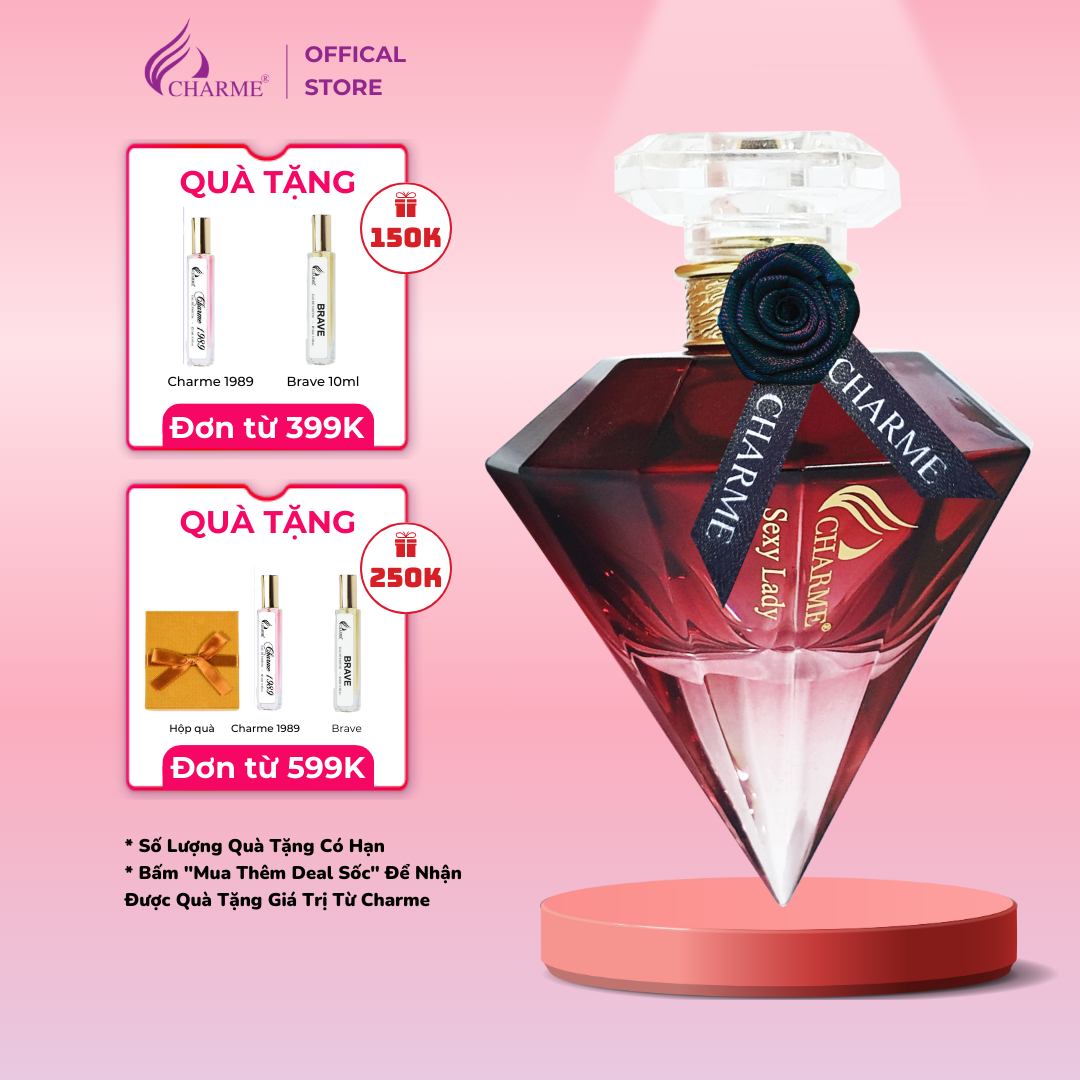 Nước hoa nữ sang trọng, Charme Sexy Lady, hương nước hoa chính hãng, nốt hương trái cây bí ẩn và cuốn hút, 75ml