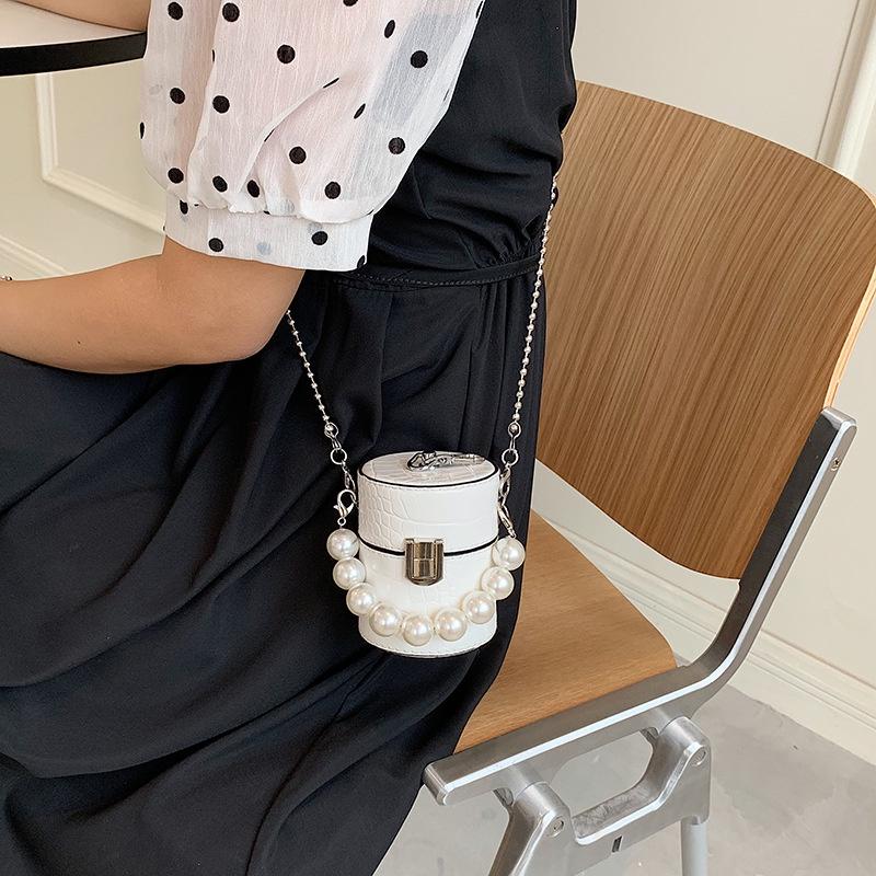 Túi Bucket Nhỏ Gọn Đính Ngọc Trai Nhân Tạo Thời Trang Cho Nữ