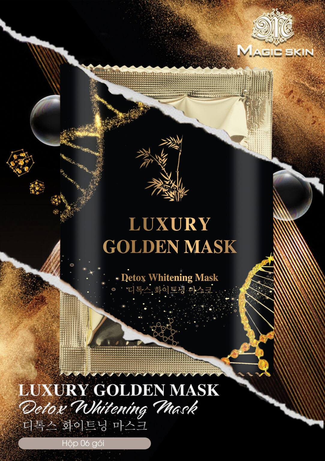 Mặt Nạ Dưỡng Trắng Magic Skin - Luxury Golden Mask - Giúp Làn Da Sáng Khỏe, Mịn Màng 75mg