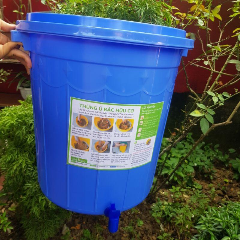 Thùng ủ rác hữu cơ thành phân hữu cơ EM Bokashi - Nhà Vừng (1 thùng 30L + 1 túi)