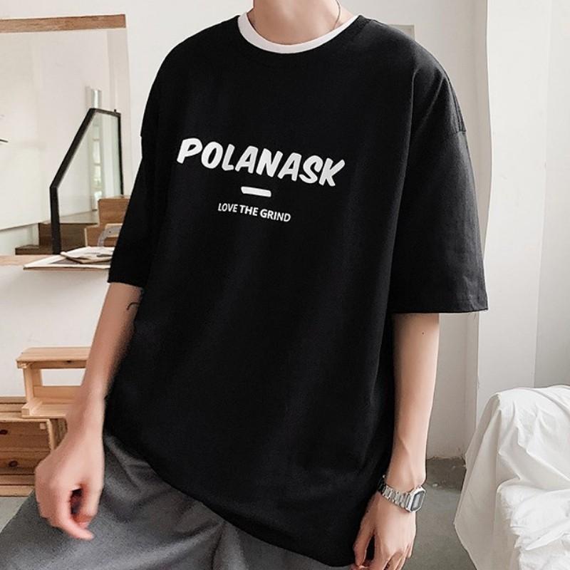 Áo thun nam nữ unisex form rộng tay lỡ phông teen cổ tròn oversize cotton giá rẻ basic đen trắng tee pull POLANASK