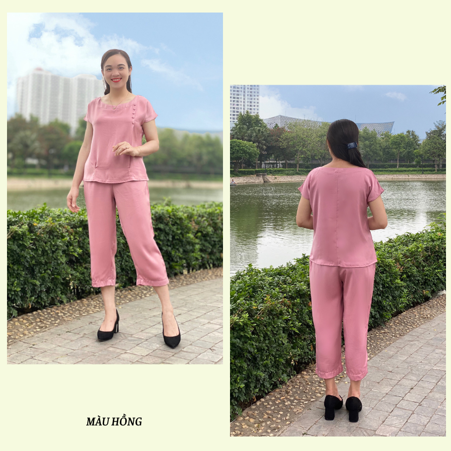 Đồ Bộ Trung Niên Nữ Cho Bà Cho Mẹ Bigsize Vải Lụa Cao Cấp Mềm Mịn Thấm Hút Mồ Hôi  Có Nhiều Màu TN3